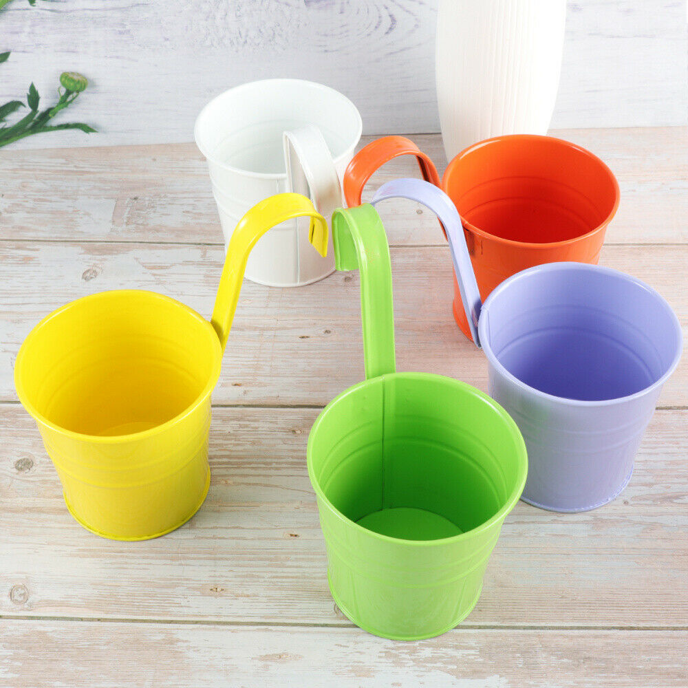 5 x Garden Metal Hanging Flower Pots