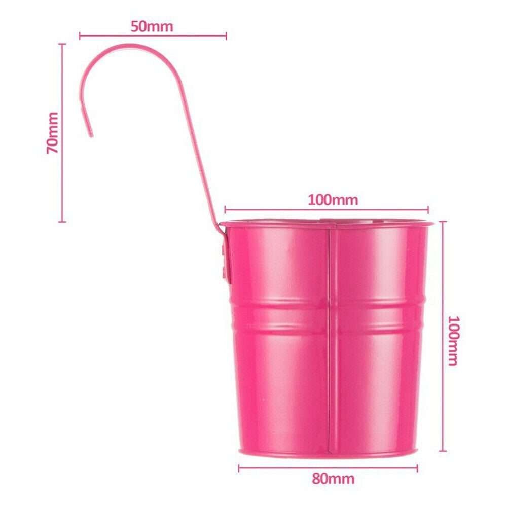 5 x Garden Metal Hanging Flower Pots