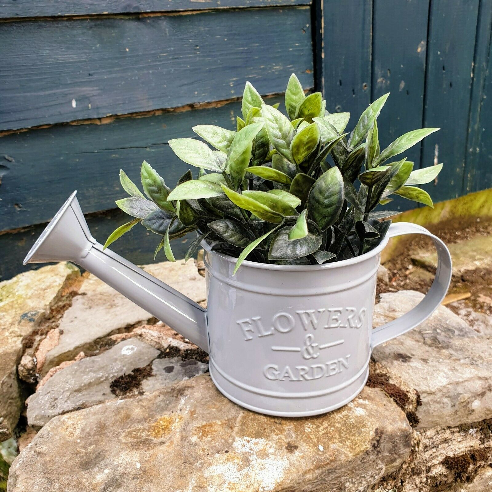 watering can plant pot Mini Grey Metal Watering Can Style Planter