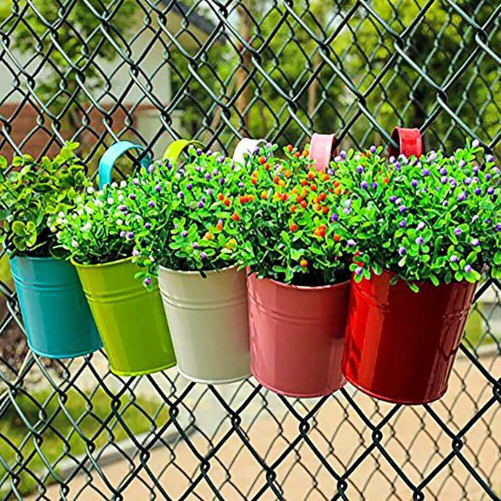 5 x Garden Metal Hanging Flower Pots