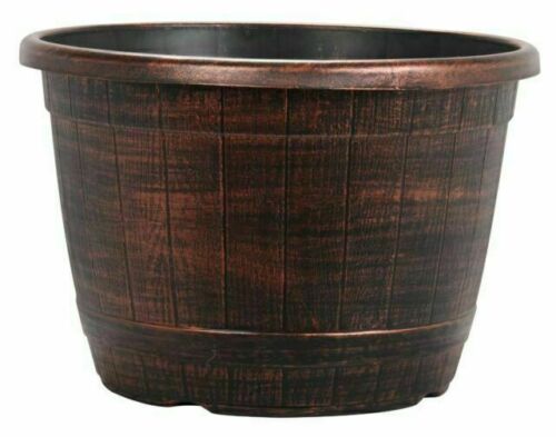 Outdoor Garden Large Plastic Barrel Planter, Plant Pot 40 ltr