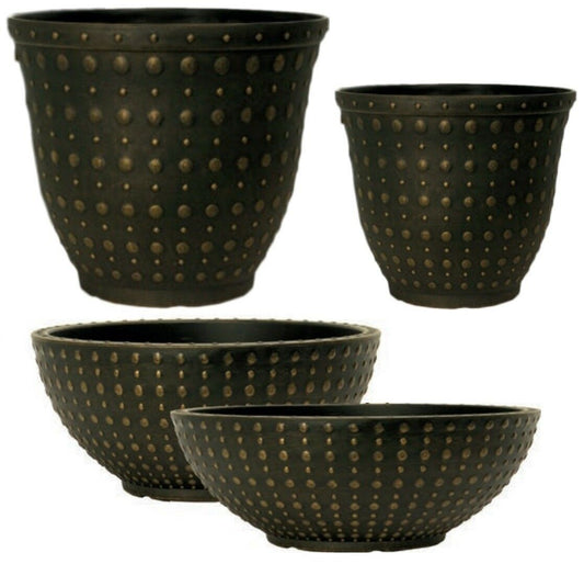 Black Bronze Hobnail Plant Pot Planter 