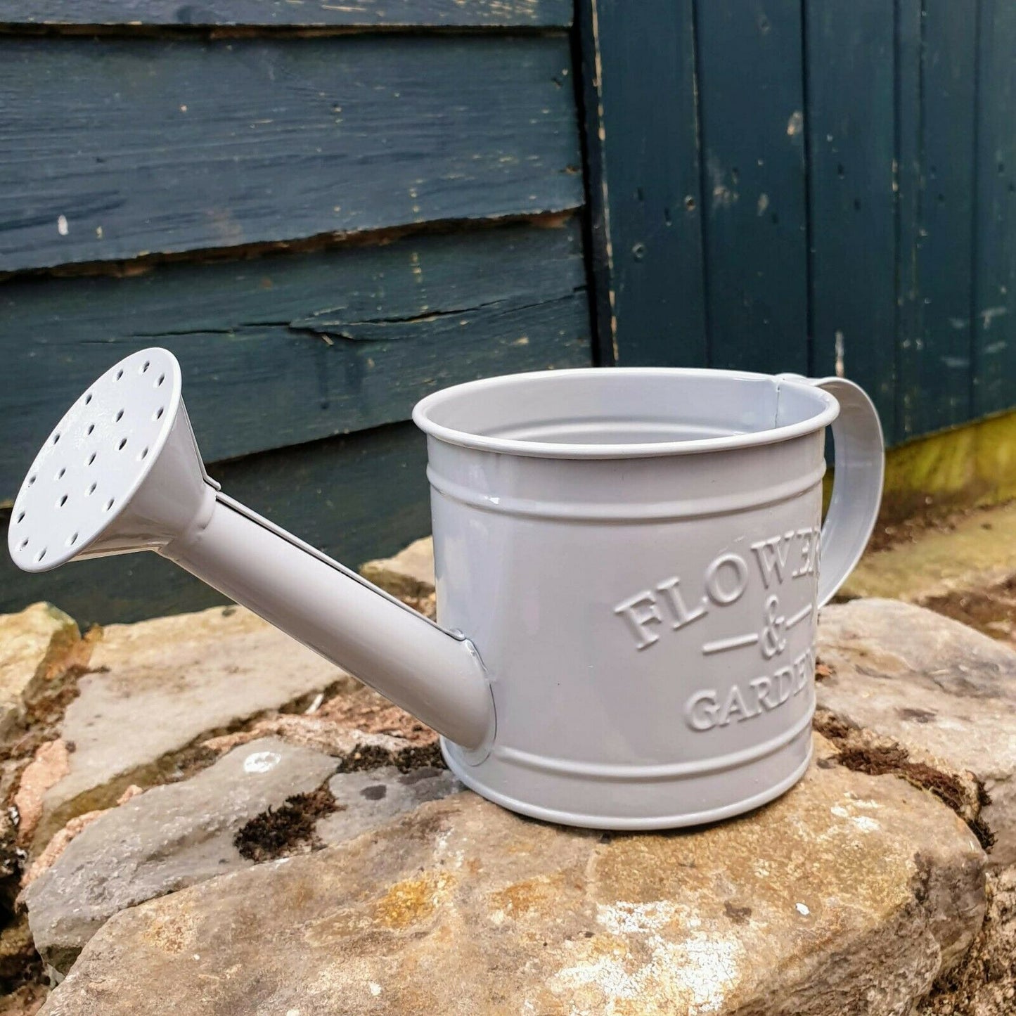 Mini Grey Metal Watering Can Style Planter 