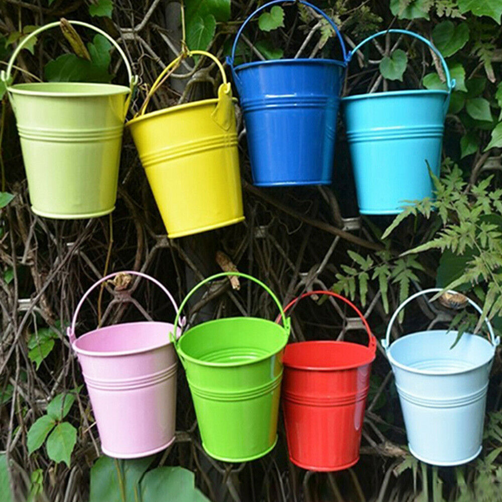 12pcs Balcony Metal Bucket Flower Hanging Pot Garden Pots Plant Flower Planter