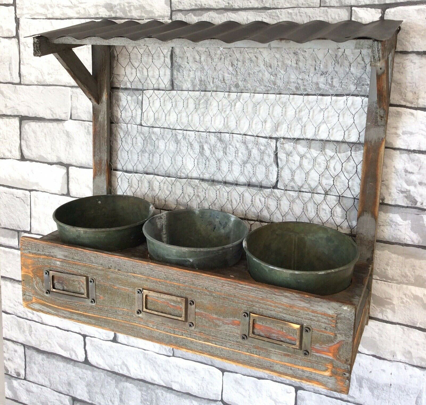 Vintage Style Wooden Wall Planter 