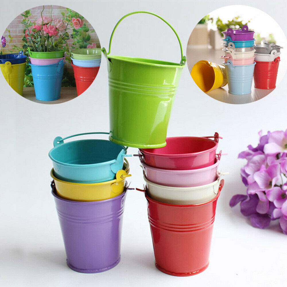 12pcs Balcony Metal Bucket Flower Hanging Pot Garden Pots Plant Flower Planter