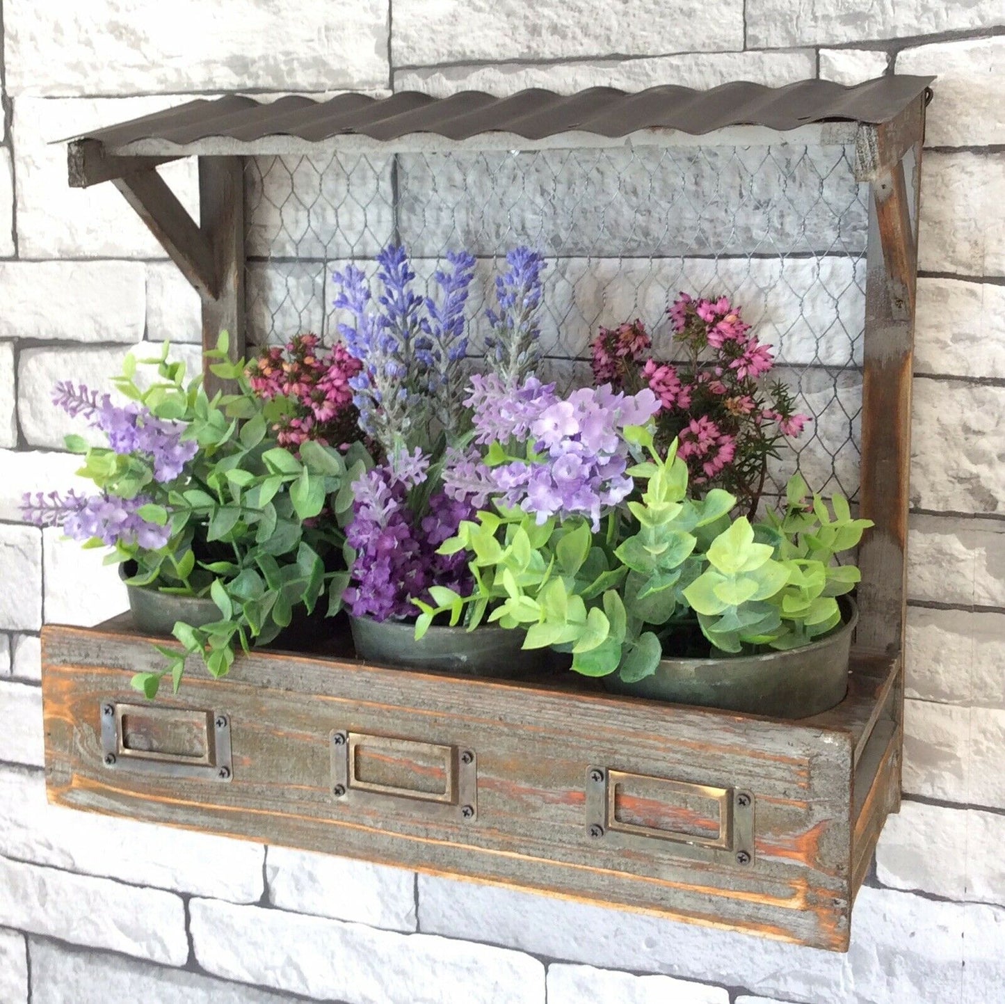 Vintage Style Wooden Wall Planter