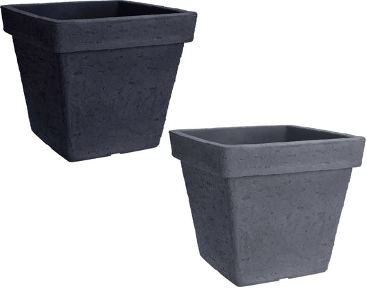 Stone Effect Large Plant Pot Outdoor Garden Square Plastic Planter Flower Tree