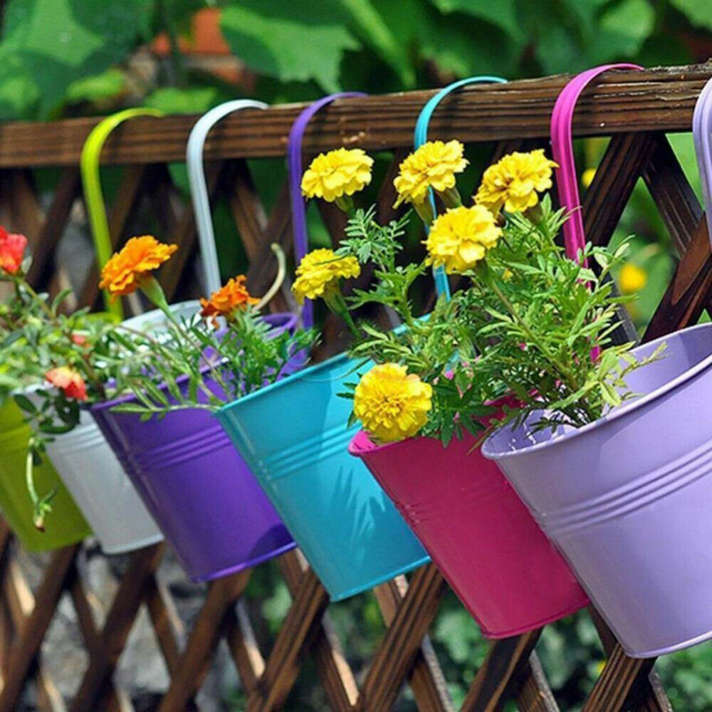 5 x Garden Metal Hanging Flower Pots 