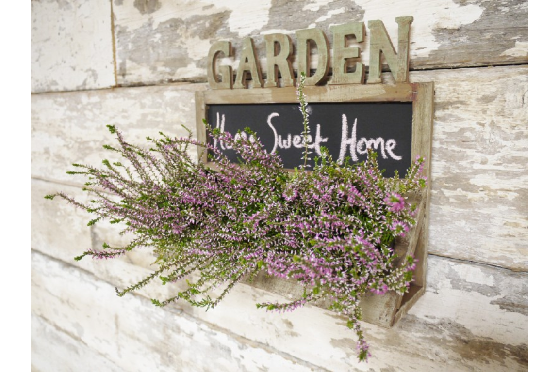 Rustic Wooden Kitchen Garden Herb Pot Holder Planter Inc 3 Pots Blackboard 35cm