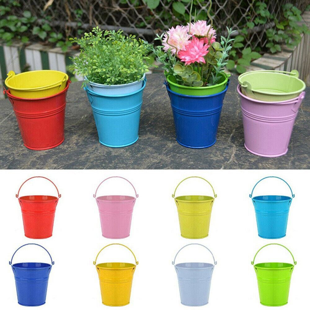 12pcs Balcony Metal Bucket Flower Hanging Pot Garden Pots Plant Flower Planter