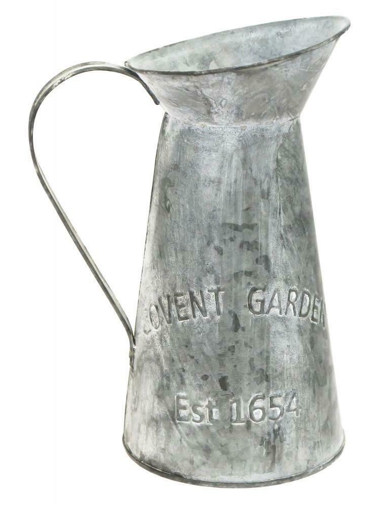 Galvanised Zinc Metal Flower Garden Jug Vase Planter