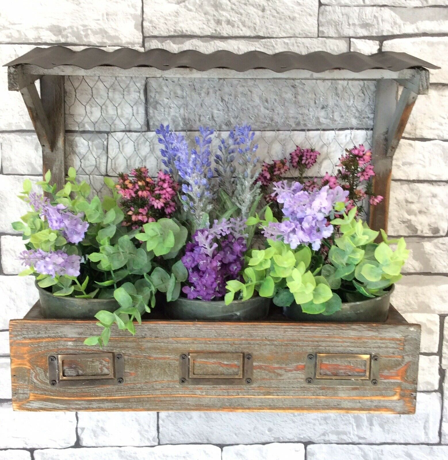 Vintage Style Wooden Wall Planter 