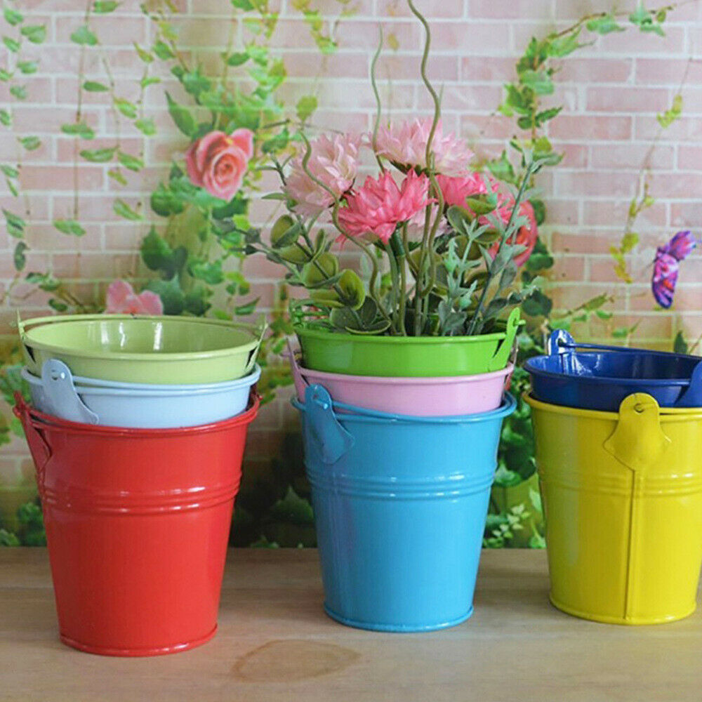 12pcs Balcony Metal Bucket Flower Hanging Pot Garden Pots Plant Flower Planter