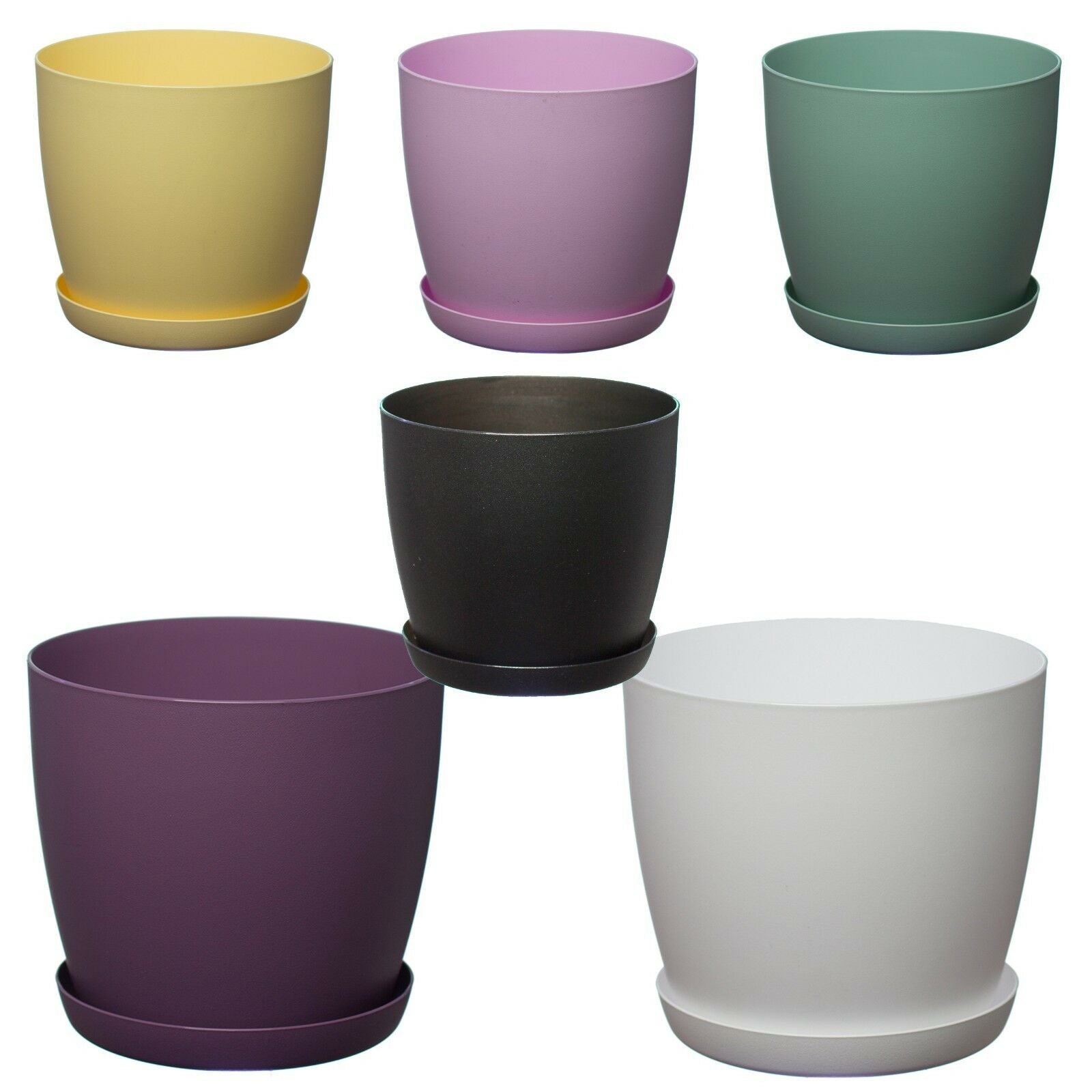 Colourful Flower Pots + Saucer Tray,