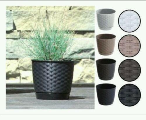 ROUND RATTAN FLOWER POTS 